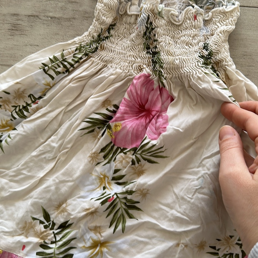 Floral Kids Casual Dress - Pink and White - Picture 3 of 6